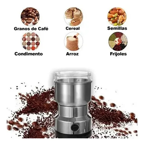 Moledor Electrico Molinillo De Cafe Granos Semillas Legumbre Plateado