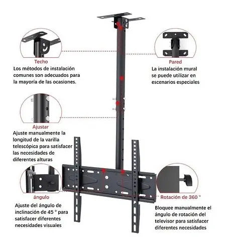 Soporte Tv Columna Para Techo Base Para Tv 26  A 60  Negro