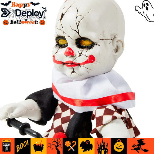 Payaso Animatronic En Triciclo Halloween Sonido Movimiento
