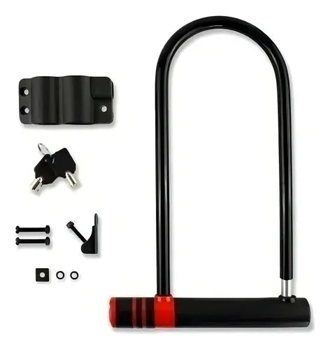 Candado U Lock Para Bicicleta Y Moto 2 Llaves Anti Robo Color Negro