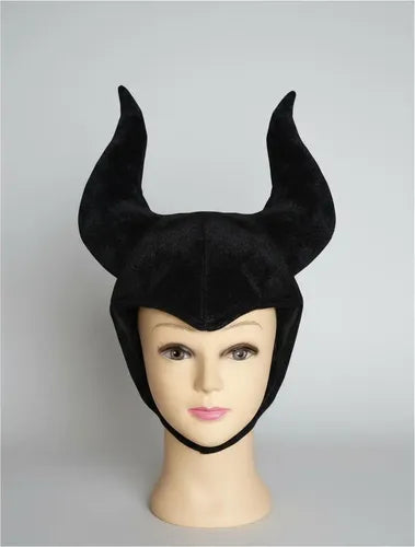 Sombrero Cuernos Malefica Disfraz Cosplay Fiestas Halloween Negro Unica Tela