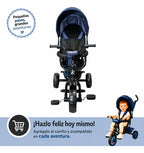 Triciclo Paseo Multifuncional 360º Cinturón Con Asa Empuje Azul