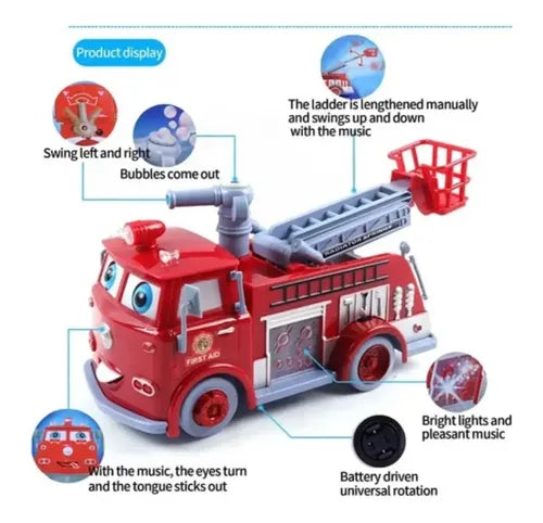 Camión De Bomberos Lanza Burbujas Divertido Musical Con Led Rojo