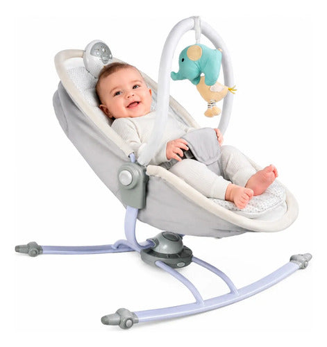 Mecedora Cuna Silla Bebe 2 En 1 Aparato Relajante Giro 360 Gris
