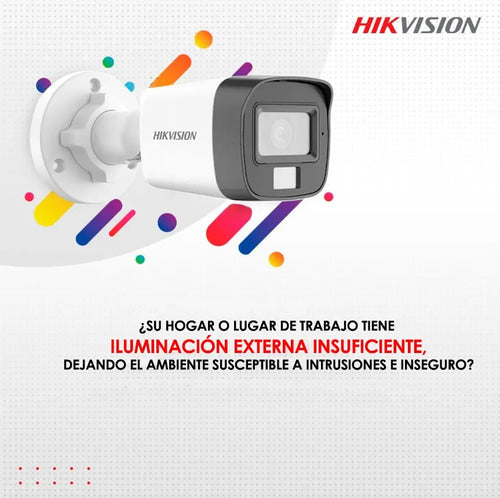 Camara De Seguridad Analoga Bala Hikvision Luz Inteligente Blanco