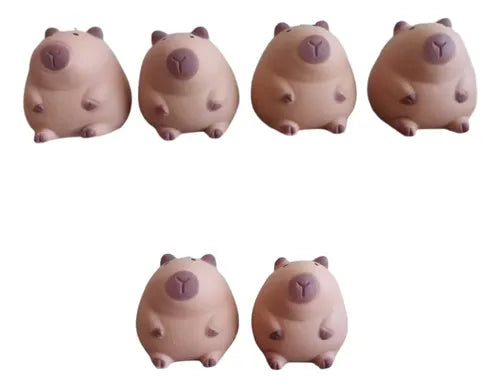 Pack De 6 Squishy Anti-estrés De Capybara De 9cm Marrón