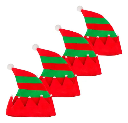 Pack 12 Sombreros Gorros Navidad Duende Elfo Navideño Verde