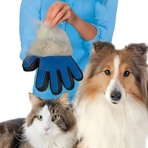 Guante Cepillo Quita Pelos Mascota Saca Pelusa Perro Gato Azul