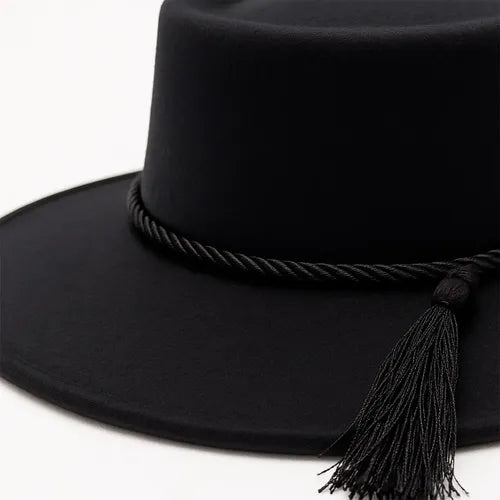 Sombrero Huaso Elegante Chico Cueca Fechas Patrias Negro Negro 55cm Lisa