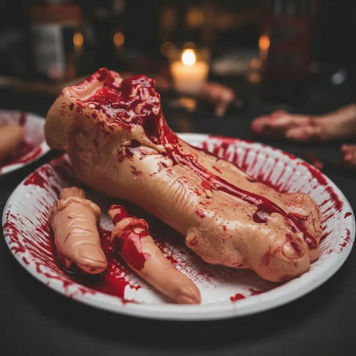 Bandeja Pie Y Dedos Decoración Halloween Broma Gore Pie Y Dedos