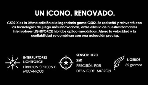 Mouse Gamer Logitech G502 X Sensor Hero 25k Usb 13 Botones Negro