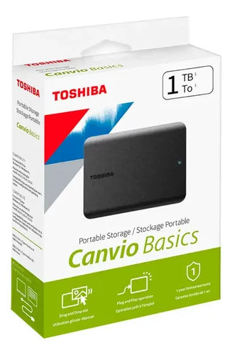 Disco Duro Externo Toshiba 1tb Canvio Basics A5 Hdtb510xk3aa Negro