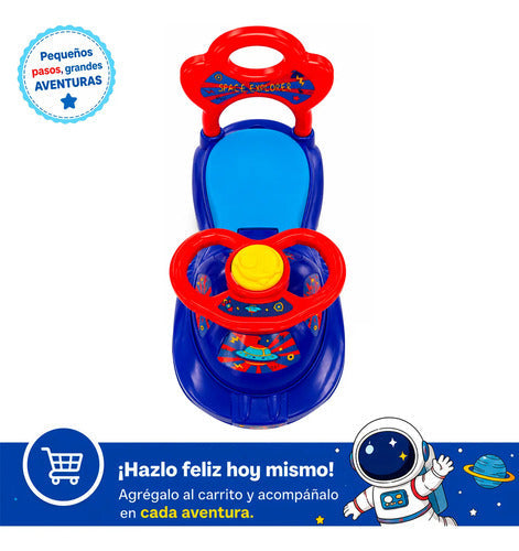 Correpasillo Andador Auto Respaldo Bocina Maleta 18-36 Meses Azul