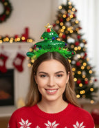 Pack 6 Cintillos Diademas Arbol Led Celebraciones Navideñas Verde