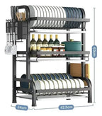Secador Escurridor De Loza Platos 3 Niveles  Negro
