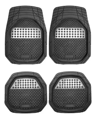 Alfombra Goma Cubre Piso Auto Universal Set 4 Piezas Negro