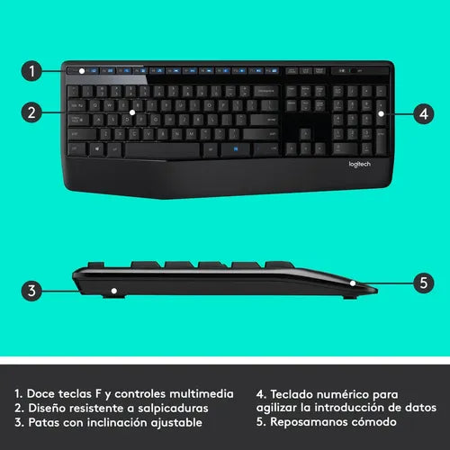 Kit Teclado Y Mouse Inalambrico Logitech Mk345 Color Del Mouse Negro Color Del Teclado Negro