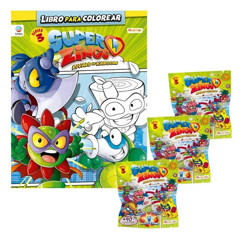 Superzings Pack Libro Para Colorear + 3 Sobres Serie 3