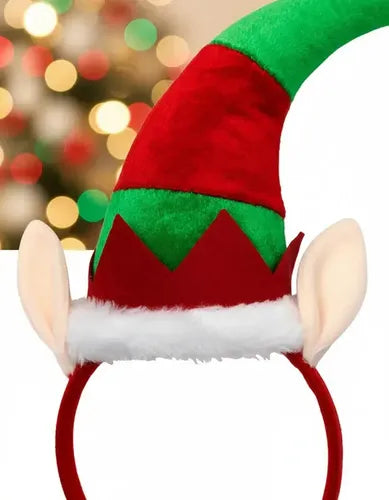Pack 12 Cintillos Largo Elfo Duende Pascuero Fiesta Navideña Rojo