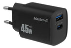 Cargador Master-g Carga Rapida 45w Multipuerto + Cable Usb-c Negro