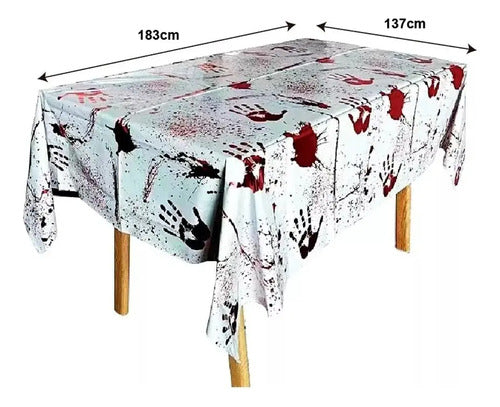 Mantel Rectangular Halloween Sangre Manos Decoración Manos Sangrientas