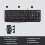 Kit De Teclado Y Mouse Logitech Mk120 Español Latinoamericano De Color Negro