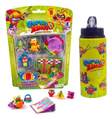 Blister 5 Figuras Coleccionables Superzings+1 Botella Serie3