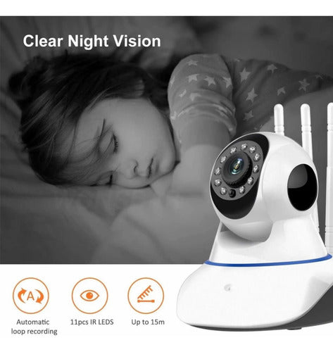 Camara Ip Wifi 1080p Onvif 2m Hd Visión Nocturna 360 Grados Blanco