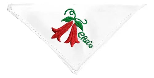 Pañuelo De Cueca Bordado Fiestas Patrias Danzas Copihue Blanco Copihue