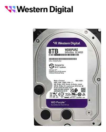 Disco Duro (dvr) Interno Sata 8tb Purpura Western Digital Wd85purz Negro