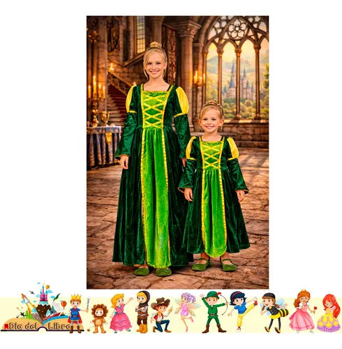 Disfraz Vestido Fiona Cuentos Infantiles Dia Del Libro Niñas Verde