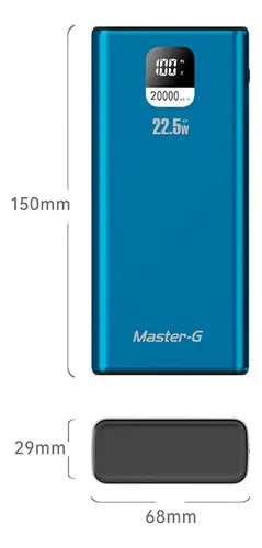 Cargador Portatil Bateria Power Bank Master-g 20000mah 22.5w Azul