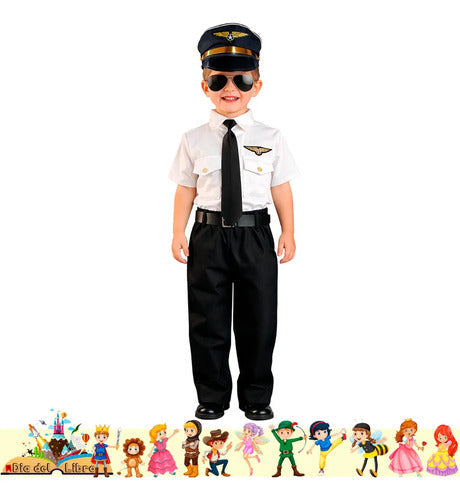 Disfraz Traje Piloto Cuentos Infantiles Dia Del Libro Niños Blanco
