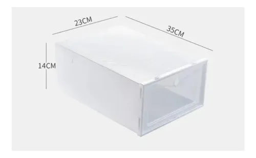 Pack 6 Cajas Organizadora De Zapatos Organizador Transparent Blanco Apilables