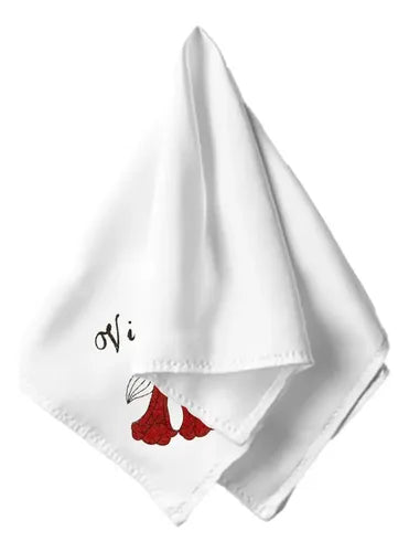 Pañuelo Cueca Estampado Fiestas Patrias Y Danzas Copihue Blanco Copihue