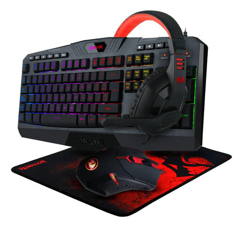 Kit Gamer Redragon Teclado Mouse Y Audifonos S101 Combo 4en1 Negro