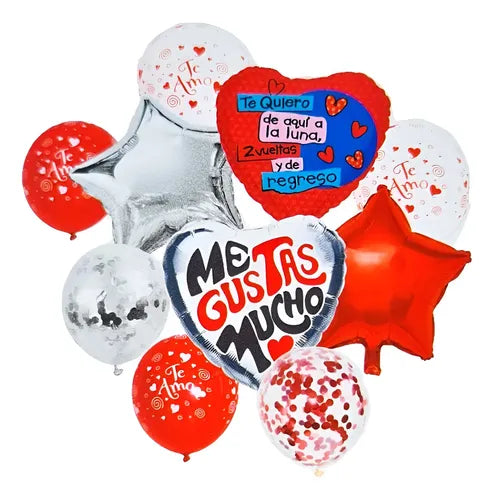Set 10 Globos Metalizados Me Gustas Much San Valentín Regalo Varios