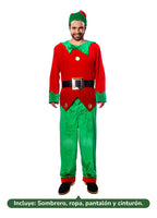 Traje Elfo Adulto Hombre Navideño Rojo/verde 180cm