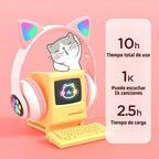 Auriculares Gamer Inalámbricos Cat Gaming Lef-1058 Verde Con Luz Led