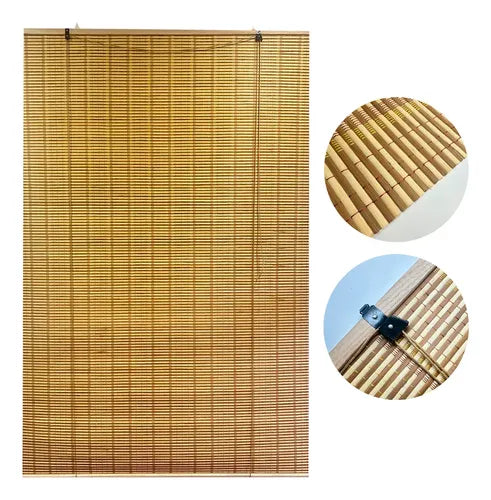 Cortina Enrollable De Bambu Homey Cortina Roller 150x180 Natural Claro