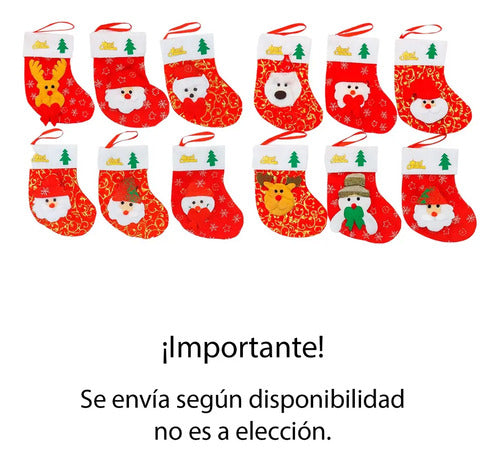 Mini Botas Calcetin Dulcero Adornos Deco Fiestas Navideñas Rojo Surtido