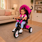 Triciclo Paseo Multifuncional Con Asiento 360º Amortiguador Rosado