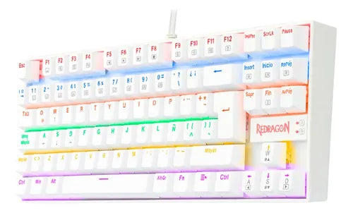 Teclado Gamer Redragon Kumara K552w Red Rainbow Tkl Ag Nkro Blanco Español Latinoamérica