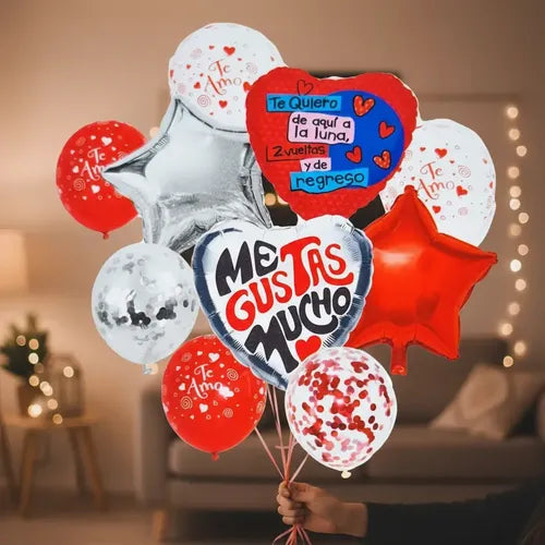 Set 10 Globos Metalizados Me Gustas Much San Valentín Regalo Varios