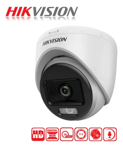Camara Analoga Domo Hikvision Colorvu 2mp 2.8mm Microfono Blanco