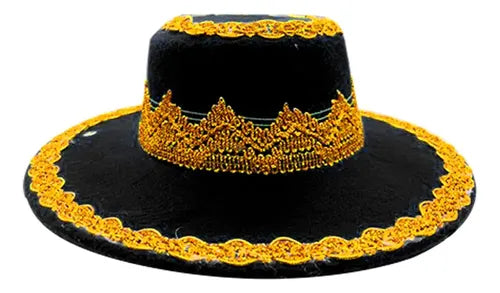 Sombrero Caporal Gorro Fiestas Patrias Danzas Tradicionales Negro Estándar Ajustable