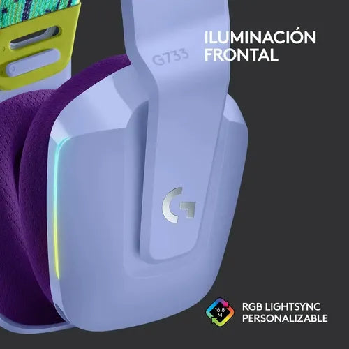 Audífono Gamer Logitech G733 Lightspeed Inalámbrico Con Micrófono Desmontable Lila