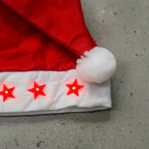 Gorro Estrellita Led Viejito Pascuero Santa Fiesta Navideñas Rojo