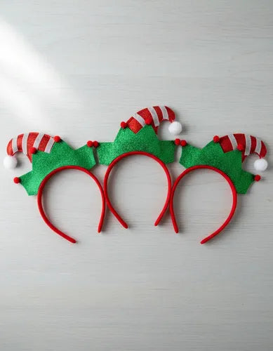 Pack 3 Cintillos Elfo Duende Fiestas Celebraciones Navideñas Verde