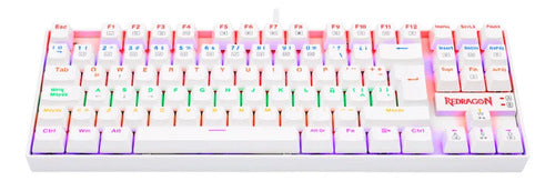 Teclado Gamer Redragon Kumara K552w Red Rainbow Tkl Ag Nkro Blanco Español Latinoamérica